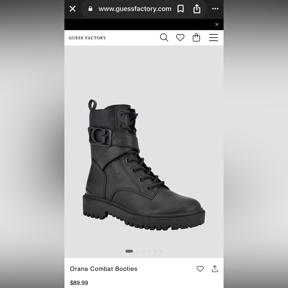Guess Black Lace Up Combat Boots